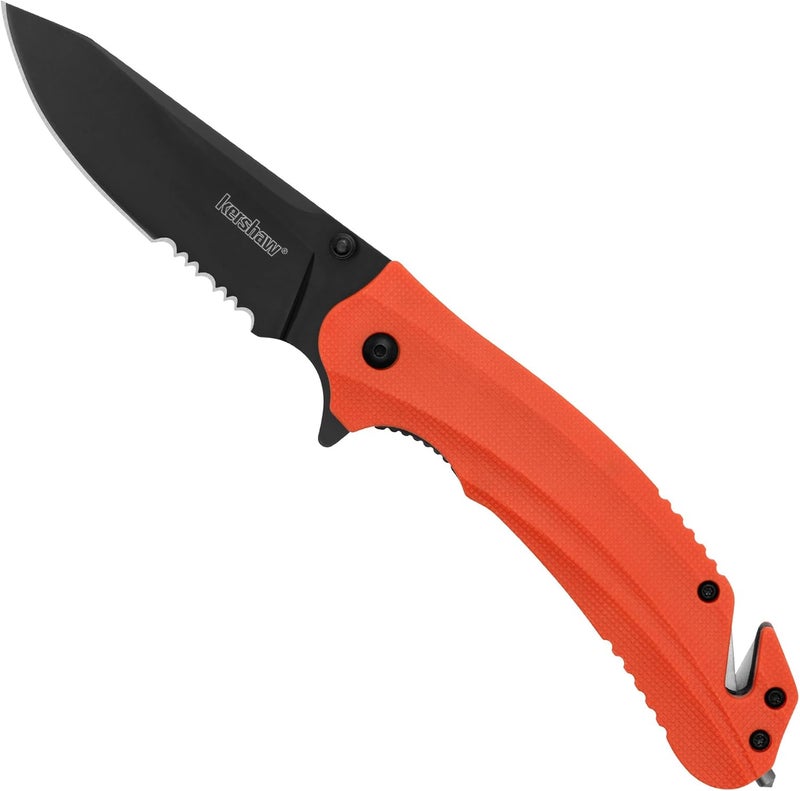 Kershaw Barricade Pocket Knife, Orange, 3.5 Inch Stainless Steel Drop Point Blade, Multifunction Rescue EDC with Assisted Opening, Everyday Carry Pocket Knife for Men and Women - Image 2